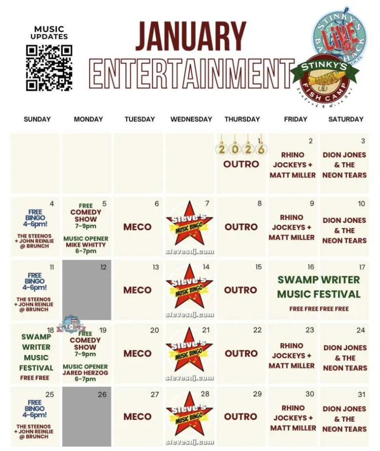 17th Annual Swamp Writer Music Festival Jan 16-18 At Stinky's