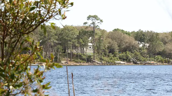 A house along Camp Creek lake, a coastal Dune Lake in Walton County, Florida.
